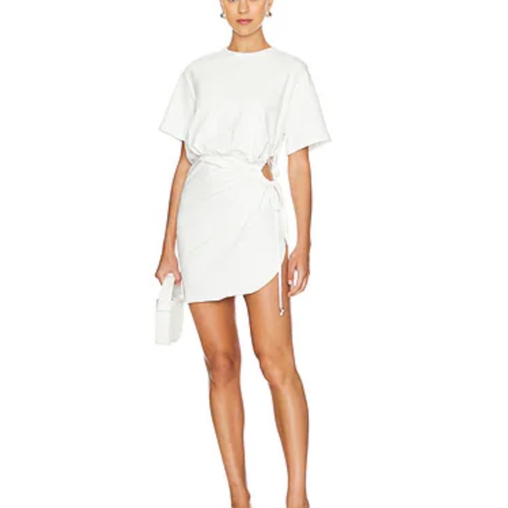 SOLD SNDYS white mini dress with cutout tie side detail